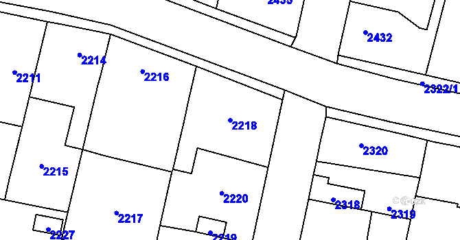 Parcela st. 2218 v KÚ Řevnice, Katastrální mapa