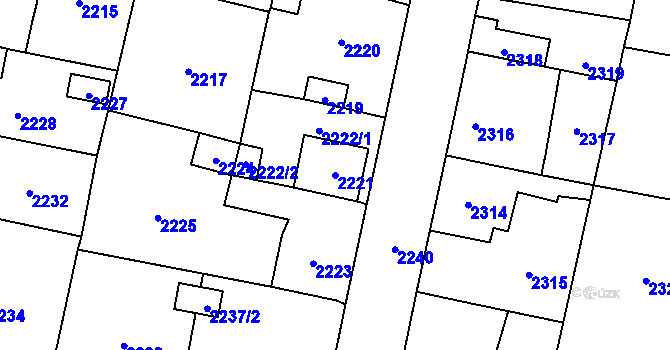 Parcela st. 2221 v KÚ Řevnice, Katastrální mapa