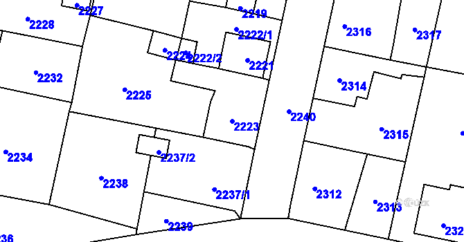 Parcela st. 2223 v KÚ Řevnice, Katastrální mapa