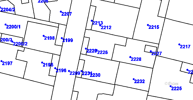 Parcela st. 2226 v KÚ Řevnice, Katastrální mapa
