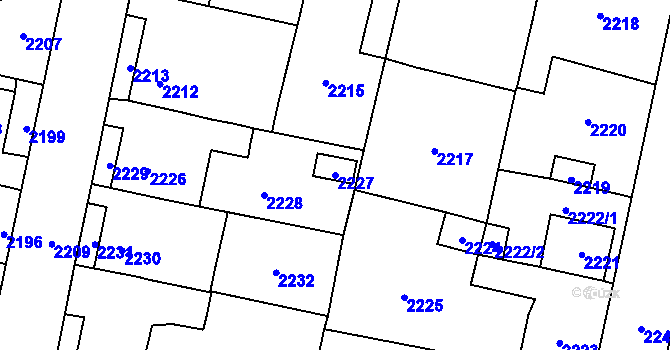 Parcela st. 2227 v KÚ Řevnice, Katastrální mapa
