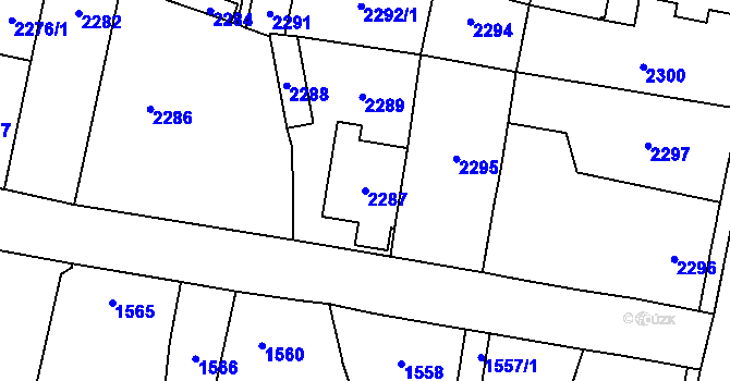 Parcela st. 2287 v KÚ Řevnice, Katastrální mapa
