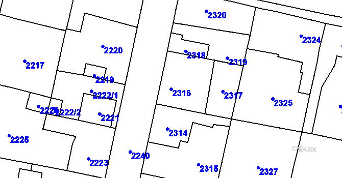 Parcela st. 2316 v KÚ Řevnice, Katastrální mapa
