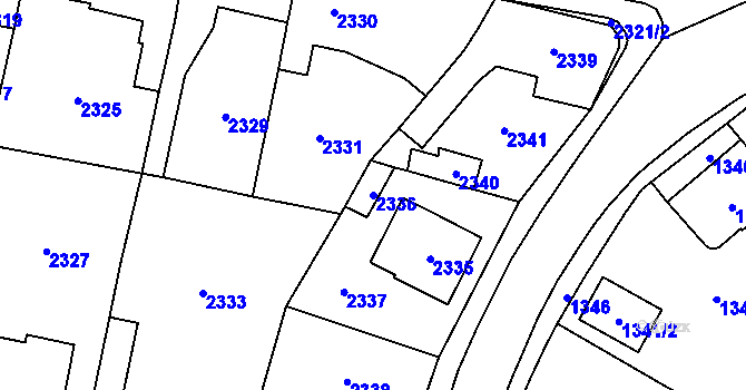 Parcela st. 2336 v KÚ Řevnice, Katastrální mapa