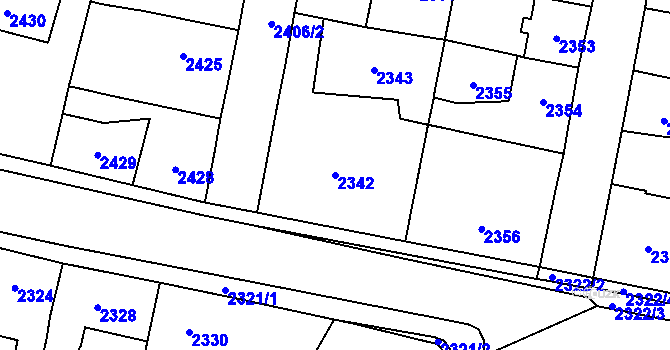 Parcela st. 2342 v KÚ Řevnice, Katastrální mapa