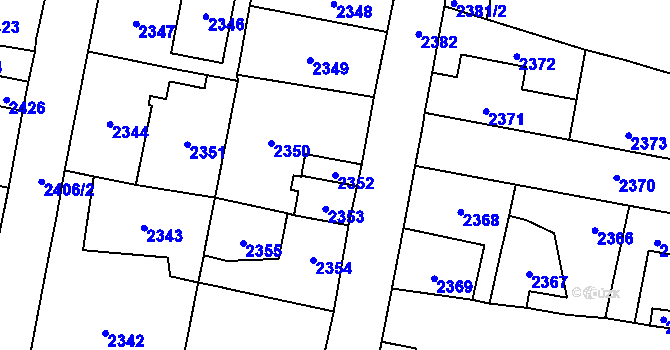 Parcela st. 2352 v KÚ Řevnice, Katastrální mapa