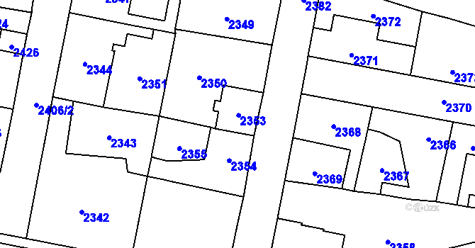 Parcela st. 2353 v KÚ Řevnice, Katastrální mapa
