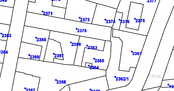 Parcela st. 2363 v KÚ Řevnice, Katastrální mapa