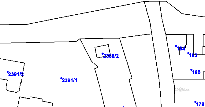 Parcela st. 2388/2 v KÚ Řevnice, Katastrální mapa