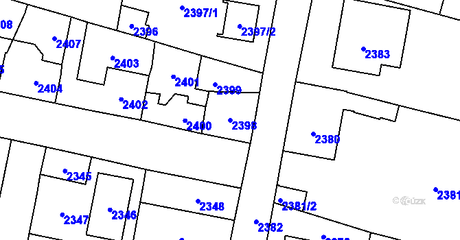 Parcela st. 2398 v KÚ Řevnice, Katastrální mapa