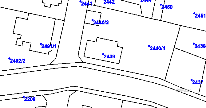Parcela st. 2439 v KÚ Řevnice, Katastrální mapa