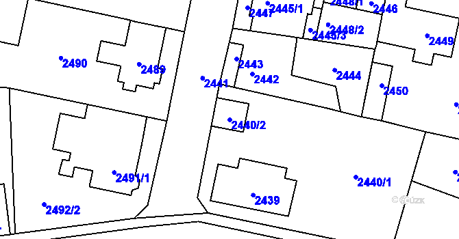 Parcela st. 2440/2 v KÚ Řevnice, Katastrální mapa