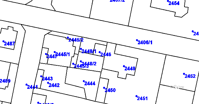 Parcela st. 2446 v KÚ Řevnice, Katastrální mapa