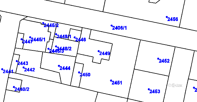 Parcela st. 2449 v KÚ Řevnice, Katastrální mapa