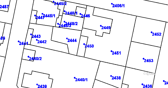 Parcela st. 2450 v KÚ Řevnice, Katastrální mapa
