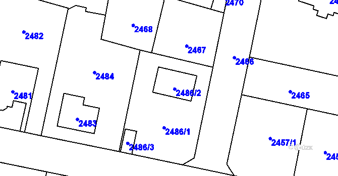 Parcela st. 2486 v KÚ Řevnice, Katastrální mapa