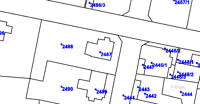Parcela st. 2487 v KÚ Řevnice, Katastrální mapa