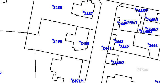 Parcela st. 2489 v KÚ Řevnice, Katastrální mapa