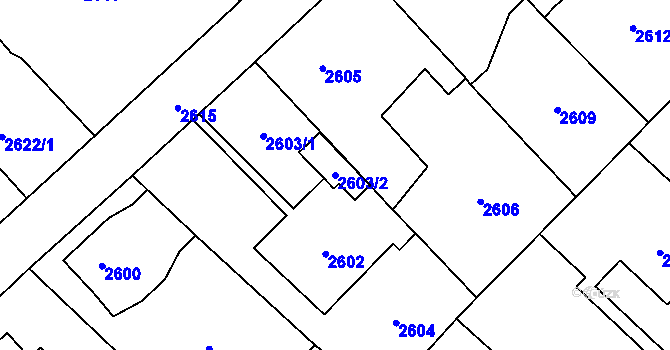 Parcela st. 2603/2 v KÚ Řevnice, Katastrální mapa