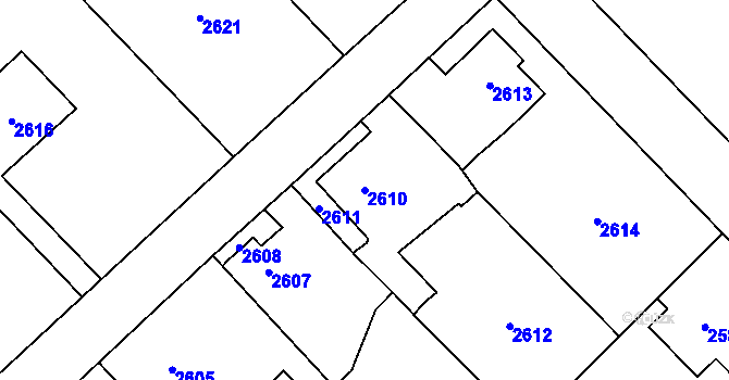 Parcela st. 2610 v KÚ Řevnice, Katastrální mapa