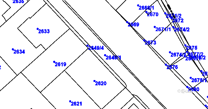 Parcela st. 2649 v KÚ Řevnice, Katastrální mapa