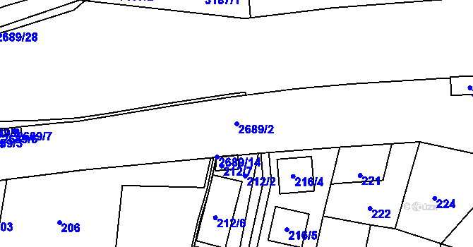 Parcela st. 2689/2 v KÚ Řevnice, Katastrální mapa