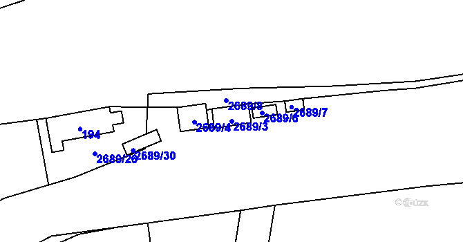 Parcela st. 2689/3 v KÚ Řevnice, Katastrální mapa