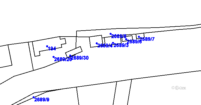 Parcela st. 2689/5 v KÚ Řevnice, Katastrální mapa