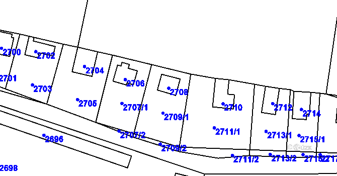 Parcela st. 2708 v KÚ Řevnice, Katastrální mapa
