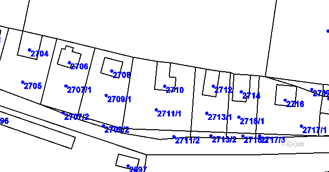 Parcela st. 2710 v KÚ Řevnice, Katastrální mapa