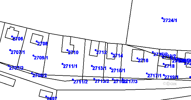 Parcela st. 2712 v KÚ Řevnice, Katastrální mapa