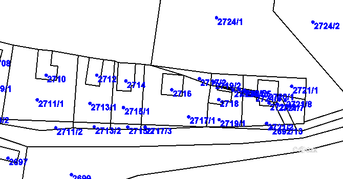 Parcela st. 2716 v KÚ Řevnice, Katastrální mapa