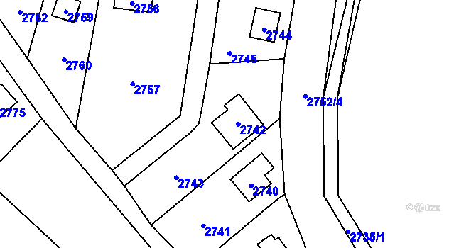 Parcela st. 2742 v KÚ Řevnice, Katastrální mapa