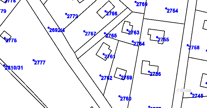 Parcela st. 2761 v KÚ Řevnice, Katastrální mapa