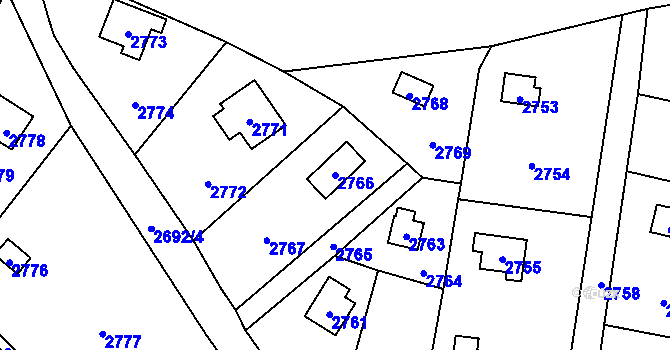 Parcela st. 2766 v KÚ Řevnice, Katastrální mapa