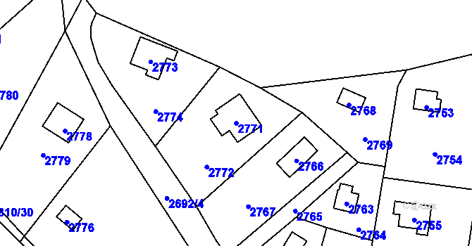 Parcela st. 2771 v KÚ Řevnice, Katastrální mapa