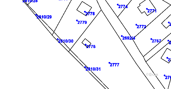 Parcela st. 2776 v KÚ Řevnice, Katastrální mapa