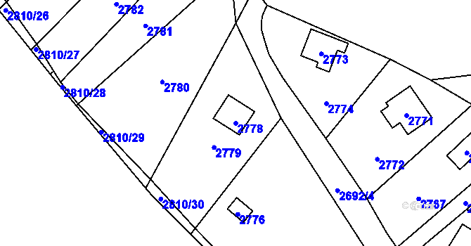 Parcela st. 2778 v KÚ Řevnice, Katastrální mapa
