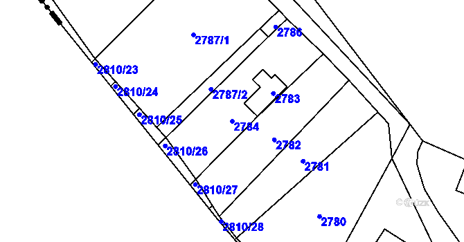 Parcela st. 2784 v KÚ Řevnice, Katastrální mapa