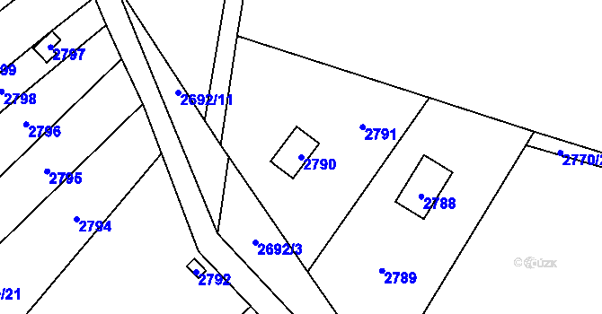 Parcela st. 2790 v KÚ Řevnice, Katastrální mapa