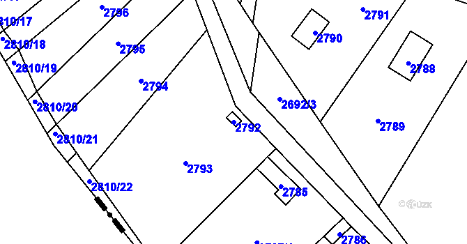 Parcela st. 2792 v KÚ Řevnice, Katastrální mapa