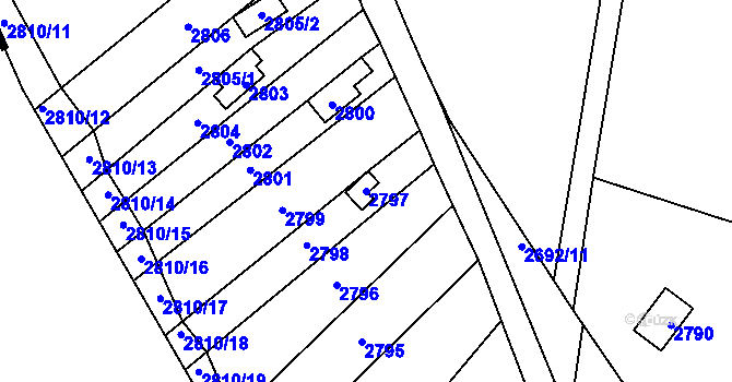 Parcela st. 2797 v KÚ Řevnice, Katastrální mapa