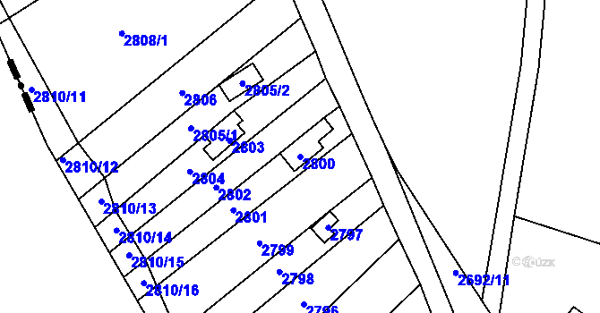 Parcela st. 2800 v KÚ Řevnice, Katastrální mapa