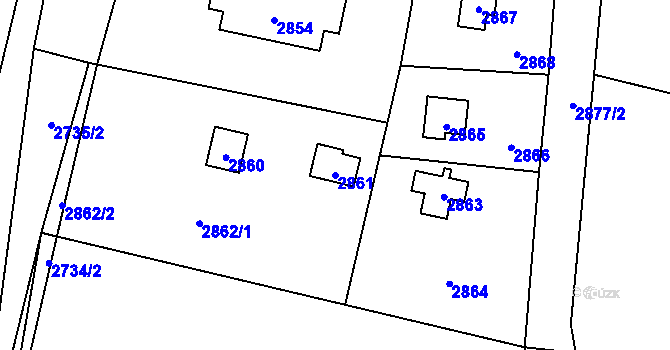 Parcela st. 2861 v KÚ Řevnice, Katastrální mapa