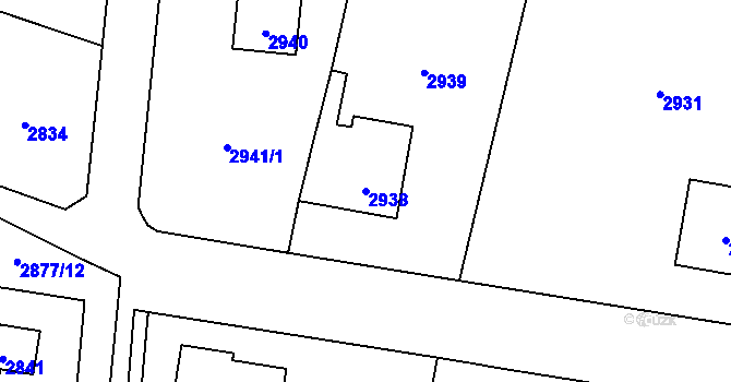 Parcela st. 2938 v KÚ Řevnice, Katastrální mapa