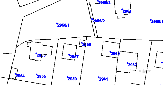 Parcela st. 2958 v KÚ Řevnice, Katastrální mapa