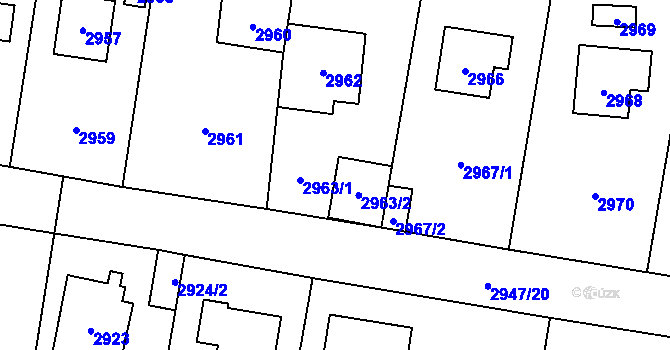 Parcela st. 2963 v KÚ Řevnice, Katastrální mapa