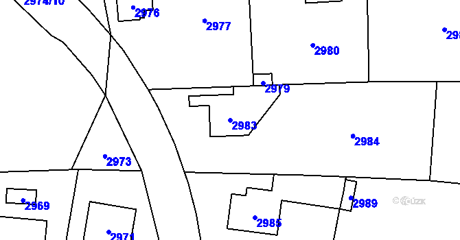 Parcela st. 2983 v KÚ Řevnice, Katastrální mapa
