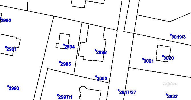 Parcela st. 2998 v KÚ Řevnice, Katastrální mapa