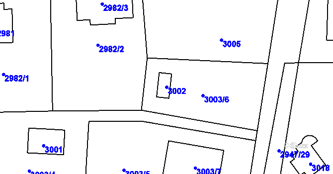 Parcela st. 3002 v KÚ Řevnice, Katastrální mapa